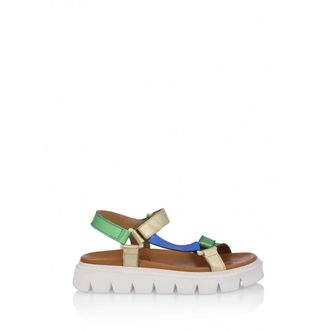 DWRS Dwrs, Schoenen, Dames, Veelkleurig, 40 EU, Leer, Samos - Sandaal | Green / Blue