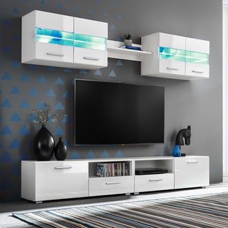 vidaXL Vidaxl - Mueble De Sal&oacute;n De Tv Con Luces Led Blanco Brillante 5 Piezas