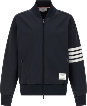 Thom Browne Blue Printed Mandarin Collar Jacket