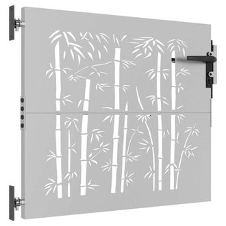 Berkfield Home Beautiful Garden Gate 85x75 cm Corten Steel Bamboo Design in Brown