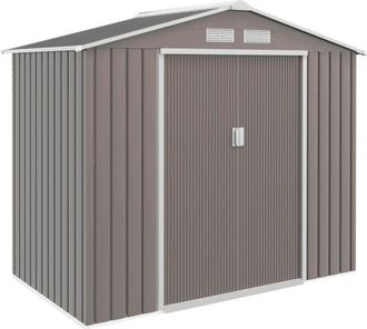 OUTSUNNY Caseta De Jard&iacute;n 213x130x185 Cm Cobertizo Met&aacute;lico De Exterior Para Almacenamiento De Herramientas Con 2 Puertas Correderas Y 4 Ventanas Gris - Outsun