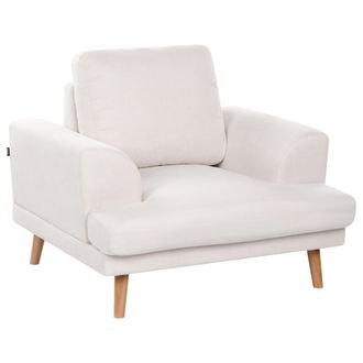 Beliani Sill&oacute;n Estilo Moderno De Tela Reposabrazos Curvados Anchos Sala De Estar Beige Claro Kildal