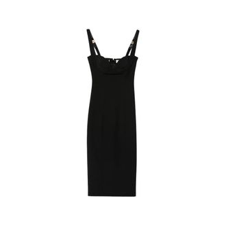 Elisabetta Franchi Jurk van technische stof - Dames - Casual kleedjes - Zwart - S - Satijn - Kleedjes