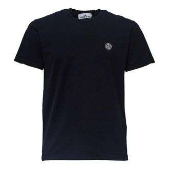 Stone Island Slim-Fit T-shirt met Kompas Patch - Heren - T-shirts - Blauw - L - Katoen - Tops