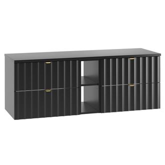 Petits Meubles Mueble bajo lavabo 2 compartimientos encimera estratificado Negro