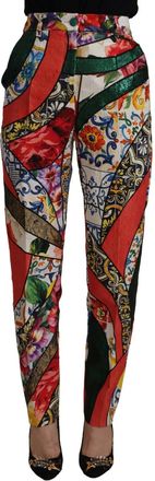 Dolce & Gabbana Multicolor Patchwork Jacquard High Waist Womens Pants