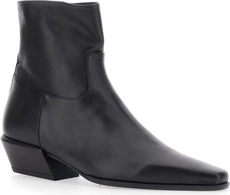 Semicouture Womens Ankle Boots Marisa Leather Black Viscose And Polyester