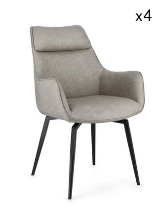 Konte Design Lote de 2 sillones de piel sint&eacute;tica gris t&oacute;rtola y patas negras