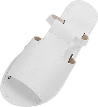 Generic Womens Mules with Footbed, Flat Slippers Slides Non-Slip Slippers Faux Leather Slippers Peep Toe Summer Shoes Summer Comfortable Sandals Flip Flops Be