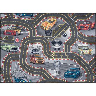 RugsX Rugsx - rebel roads carpet Racers 97 Streets, cars non-slip for children - grey grey 140x200 cm