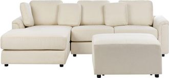 Beliani Beliani - Sof&aacute; Esquinero Moderno Con Otomana Tela Beige Claro Derecho Kohlo