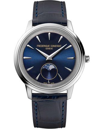 Frederique Constant Fr&eacute;d&eacute;rique Moneta Moonphase Unisexs Blue Watch FC-206N3S6 material_Leather - One Size