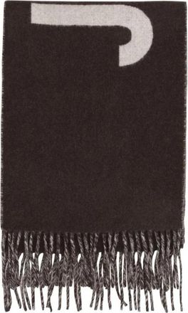 Jacquemus Sjaal met logo en franjes - Dames - Wintersjaals - Bruin - ONE Size - Wol - Accessoires