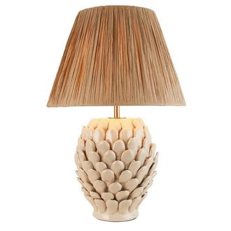 Netlighting Layered Leaf Ivory Table Lamp Raffia Raffia Shade 30cm B22 in Beige