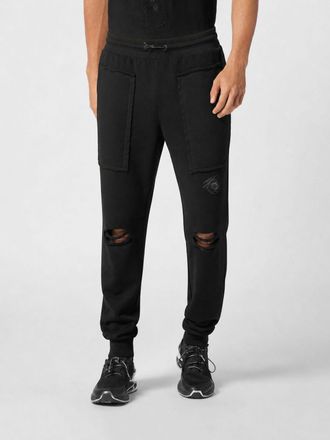 Plein Sport Pantaloni jogging in misto cotone con coulisse in vita