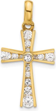 Diamond2Deal 10k Yellow Gold Polished Cubic Zirconia Latin Cross Pendant