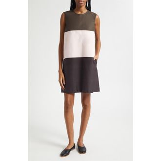 Marimekko Malli Hennika Marimini Colorblock Cotton Shift Dress in Dark Brown Light Pink Brown at Nordstrom, Size 12 Us