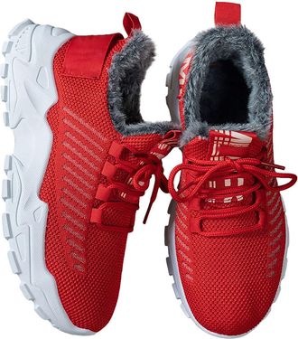 Generic Womens Round Toe Flat Heel Boots Comfortable Mid Heel Fleece Lining Thick Sole Long Black, red, 8.5 UK