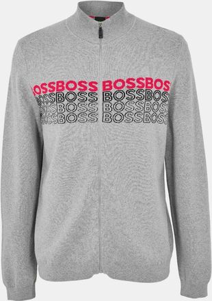HUGO BOSS Mens Zightek Lettering Regular Fit Long Sleeve Sweater in Pastel Grey - Light Grey - Size X-Large