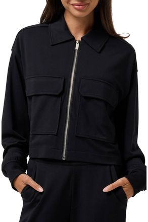 Travis Mathew Friday Ponte Utility Zip Up Jacket In Black