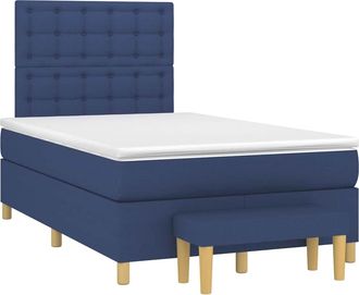 vidaXL Cama Box Spring Con Colch&oacute;n Tela Azul 120x190 Cm Vidaxl