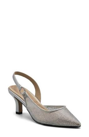 Adrienne Vittadini Piperrs Crystal Kitten Heel Slingback Pump in Silver Sparkle at Nordstrom Rack, Size 8.5