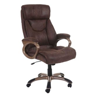 Hhg [nunca Usado] Silla De Oficina Dallas, Silla De Escritorio Silla Giratoria Silla Ejecutiva, Mvg-certificado, Suede Look Taupe-marr&oacute;n