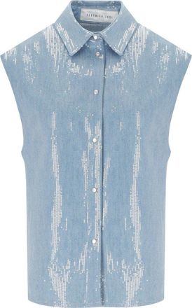 Federica Tosi CAMICIA SMANICATA CON PAILLETTES DENIM ACQUA FEDERICA TOSI