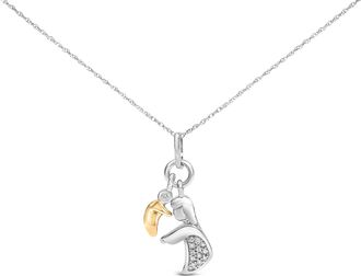 House of Brilliance 14K Yellow Gold Plated Sterling Silver Diamond Accent Mom and Child Pendant Necklace
