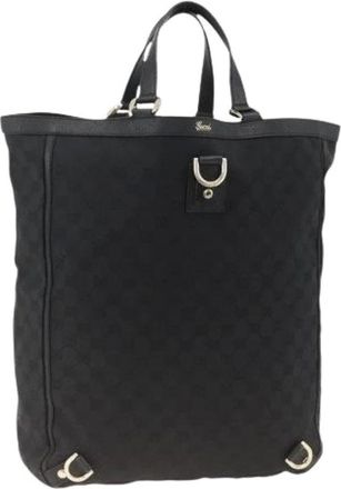 Gucci Pre-owned Backpacks, female, Black, Size: ONE SIZE Pre-owned GG Canvas Tote Bag