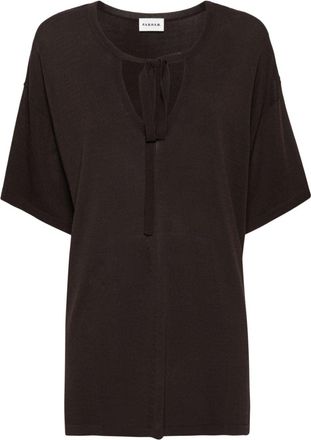 P.A.R.O.S.H. pussy-bow knitted top - women - Polyamide/Viscose - L - Brown
