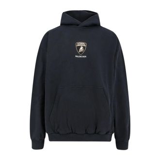 Balenciaga Hoodies, male, Black, Size: M Logo Print Hooded Sweater