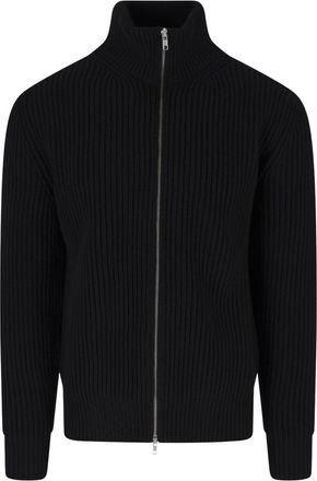 Maison Margiela Ribbed-Knit High Collar Zip-Through Knit