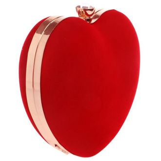 Supvox Ciieeo Heart Shape Evening Clutch Bag for Women, Portable Red Suede Handheld Handbag without Chain, Stylish Party Purse Suitable for Banquets and Form