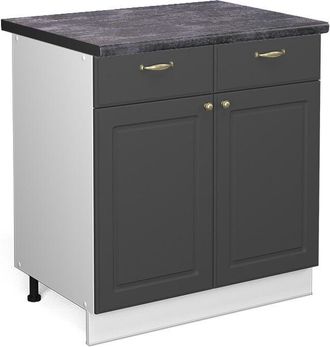 Vicco Mueble Bajo De Cocina Fame-line, Antracita-oro, 80 Cm, Et Antracita