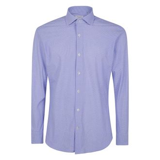 Tintoria Mattei Technical Shirt - Heren - Zakelijke Overhemden - Blauw - M - Katoen - Overhemden
