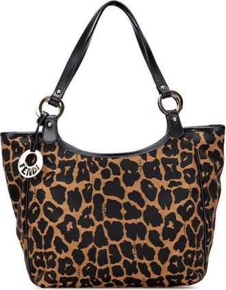Fendi Pre-owned Fendi Leopard Print Chef Canvas Handbag Ladies 8BH156 GT6 119 2384