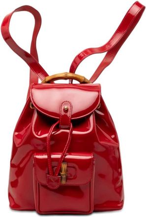Gucci Pre-owned Gucci Patent Bamboo Drawstring Backpack Ladies HNXKERIP5BMHYO2X