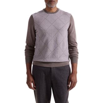Bugatchi Diamond Merino Wool Sweater in Walnut at Nordstrom Rack, Size Xx-Large