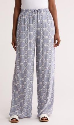 Splendid McKenna Wide Leg Pull-On Pants in Ash Navy Sun Print at Nordstrom Rack, Size X-Small