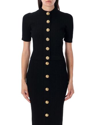 Balmain Ribbed And Cable-Knit Cardigan