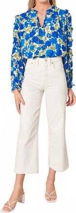 Sugarlips Lizzie Floral Blouse In Green Blue