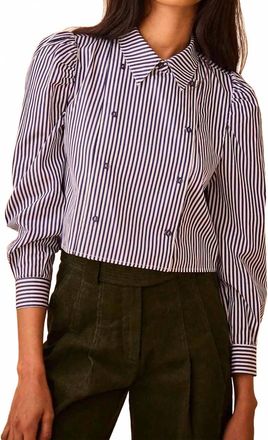 Hunter Bell Annette Button Up Shirt In Navy Stripe