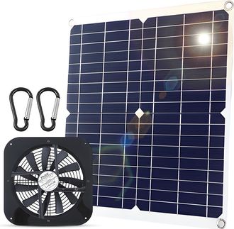 OEM Ventilador Solar De 20 W - Ventilador Extractor Con Panel Solar Usb Resistente Al Agua, Flujo De Aire R&aacute;pido, Kit Para Exteriores Para Gallineros, Inv
