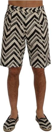 Dolce & Gabbana Gestreepte katoenen linnen shorts - Heren - Korte Broeken - Veelkleurig - S - Katoen - Korte Broeken