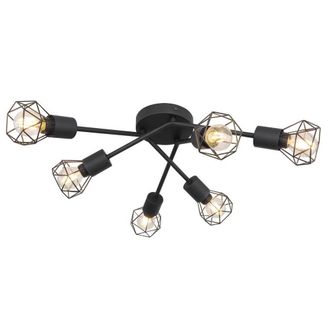 Netlighting Xara I Multi Arm Semi Flush Ceiling Lamp Black 6x E14