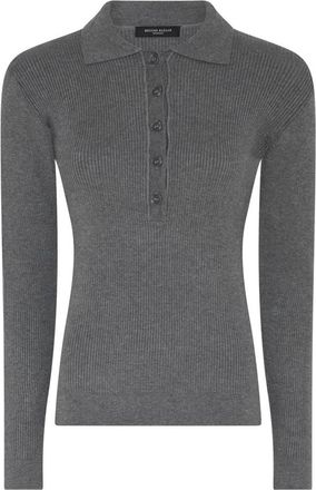 Bruuns Bazaar Anemone BBValea Knit Polo - Dames - Polos - Grijs - L - Leer - Tops