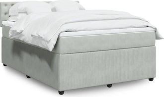 vidaXL Vidaxl - Cama Box Spring Con Colch&oacute;n Terciopelo Gris Claro 160x200 Cm