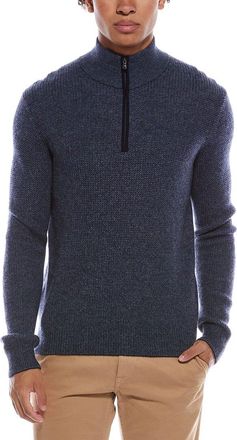 Amicale Cashmere Feeder Pique Zip Cashmere Sweater