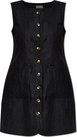 Poss&eacute; Linnen Mini Jurk - Dames - Korte kleedjes - Zwart - S - Linnen - Kleedjes